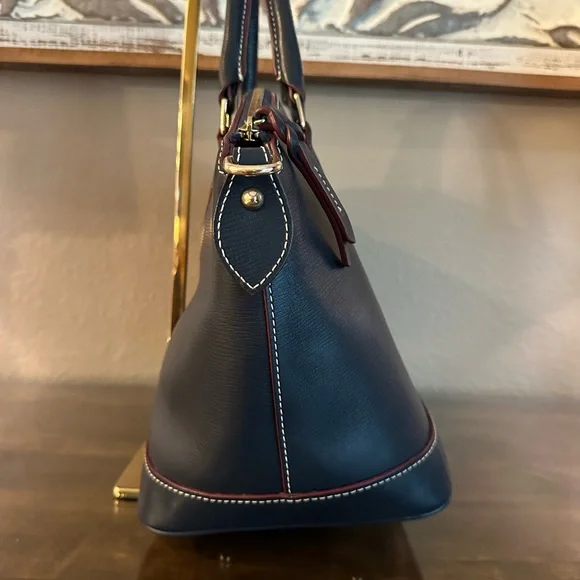 Dooney & Bourke Navy Leather Satchel - Picture 3 of 16